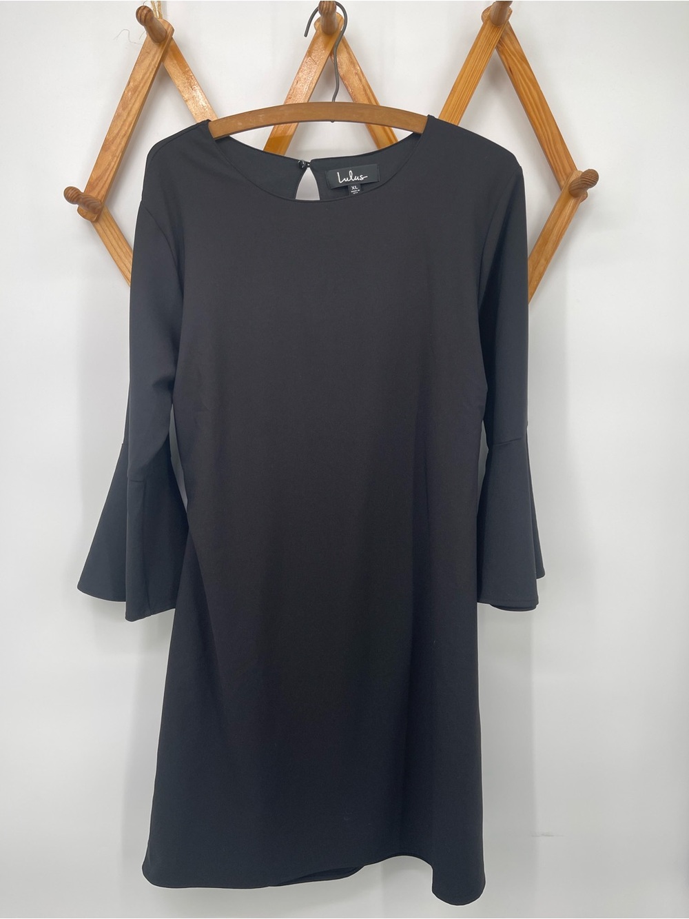 Lulu's Black Bell Sleeve Sheath Dress